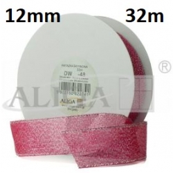 Wstążka metalizowana różowa12mm / 32m / DW12-44 / wstążka różowa metaliczna 12mm / brokatowa